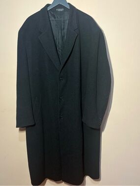 Andrew Fezza Cashmere Blend Overcoat Black 52L Long Vent Coat